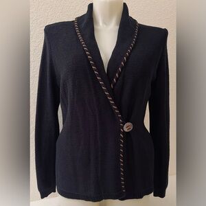 NWOT Ralph Lauren Cardigan XL Concho Closure and Faux Suede Leather Lace Trim